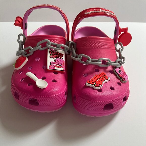 CROCS Shoes - Crocs Classic Clog Women's Size 9 Franken Berry Cereal Jibbitz Red Pink